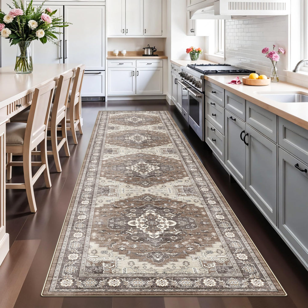 Washable Hallway Runner Rug: Oriental Living Room Entryway Wide Area Rug Ultra Soft Non Slip Runners Dining Room