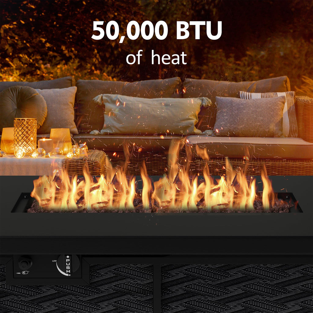 Propane Fire Pit, 43" Outdoor Gas Fire Pit Table, 50, 000 BTU 2-in-1 Texteline Pattern Fire Table with Removable Lid