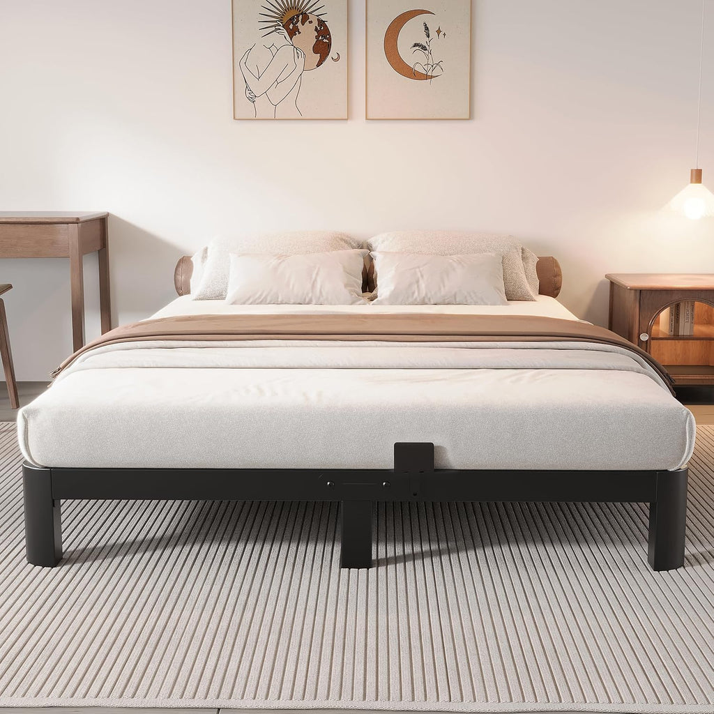 4 Inch Low Bed Frame, Low Profile Bed with Anti-Slip Gaskets