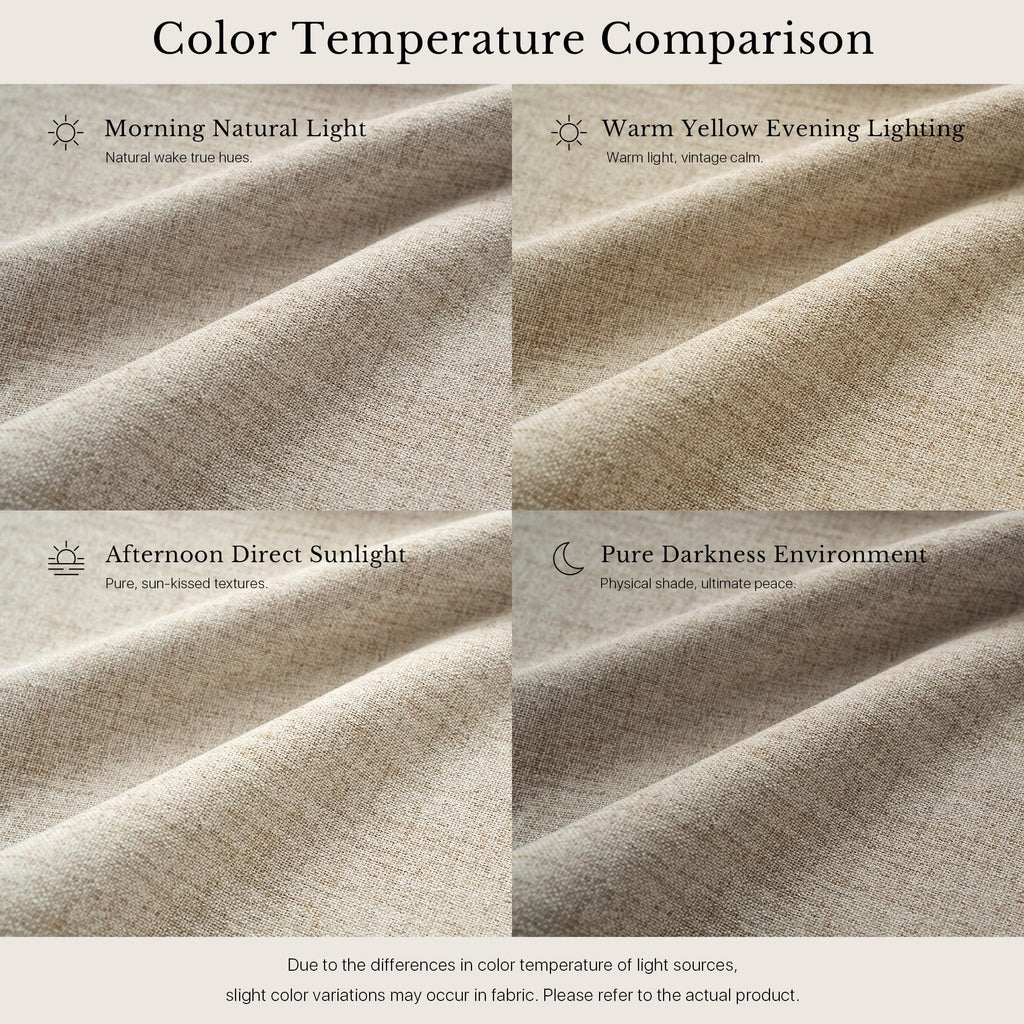 Natural Full Blackout Back Tab Linen Curtains 84" Long 2 Panels, Boho-Chic Thick Linen Blend Drapes, Thermal