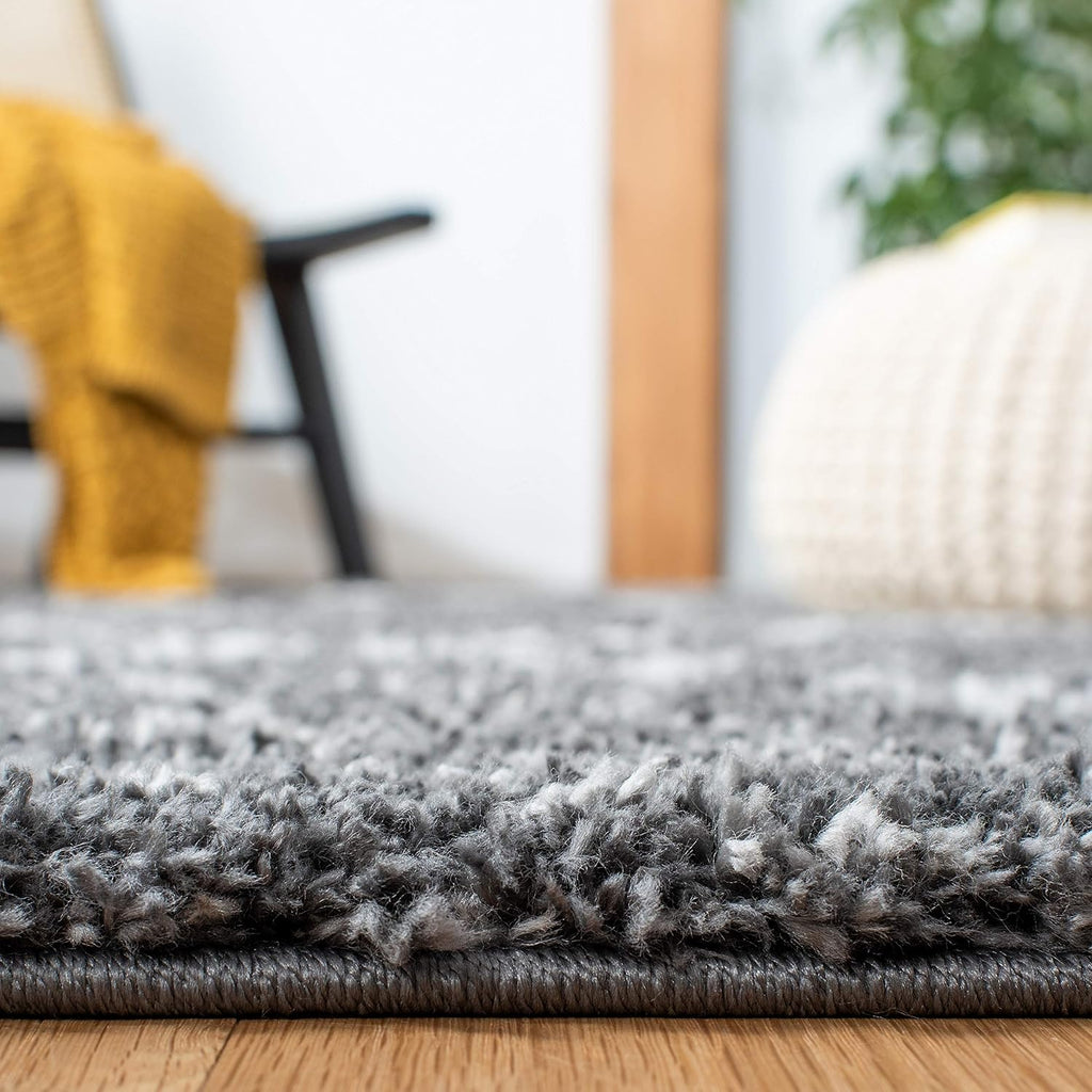 August Shag Collection Area Rug - 6'7" Square, Dark Grey & Ivory, Trellis Design, Non-Shedding & Easy Care, 1.25-inch
