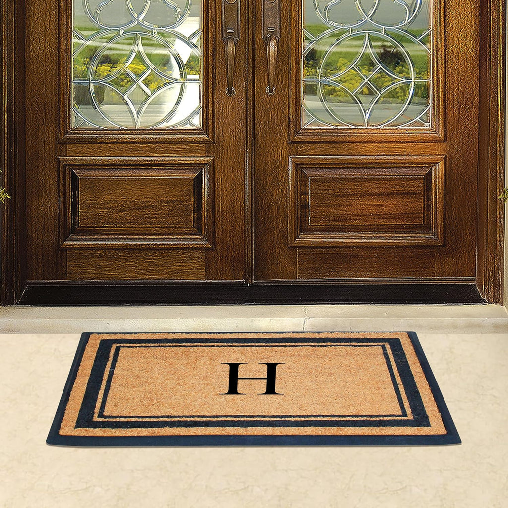 Doormat, 30x48, Natural Coir & Rubber, Monogrammed, Heavy Duty, Front Door Mat