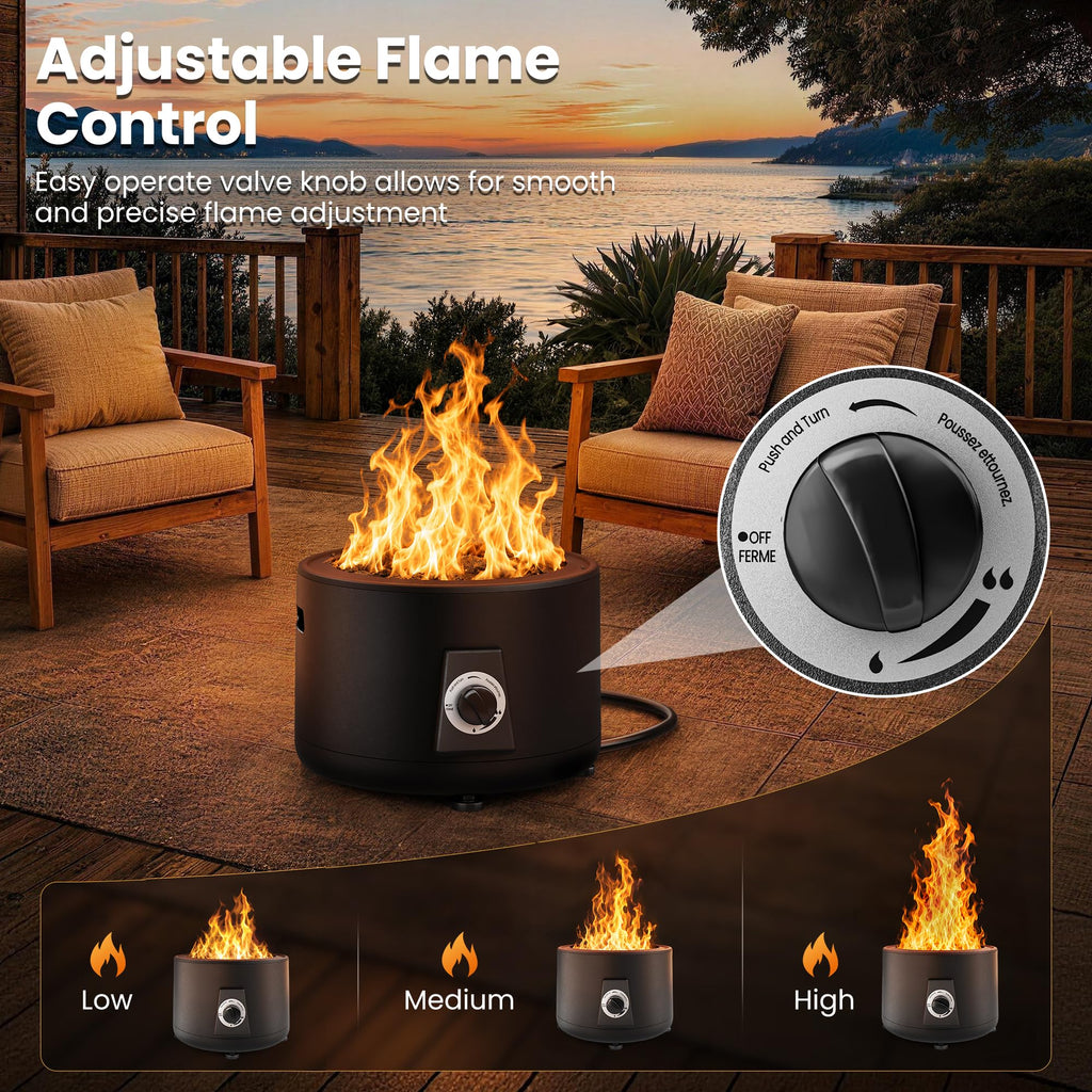 Portable Propane Fire Pit, Outdoor Smokeless Gas Fire Pit, Patio Fire Pit Easy Setup and Storage for