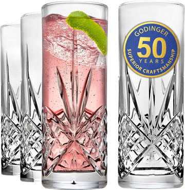 Tall Beverage Glasses Collins All Purpose Drinking Glasses- Dublin Collection, SET OF 4