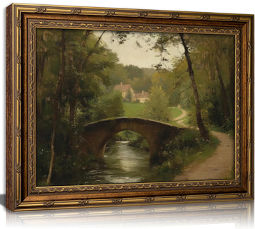 Vintage Gold Framed Landscape Wall Art Forest Painting Picture