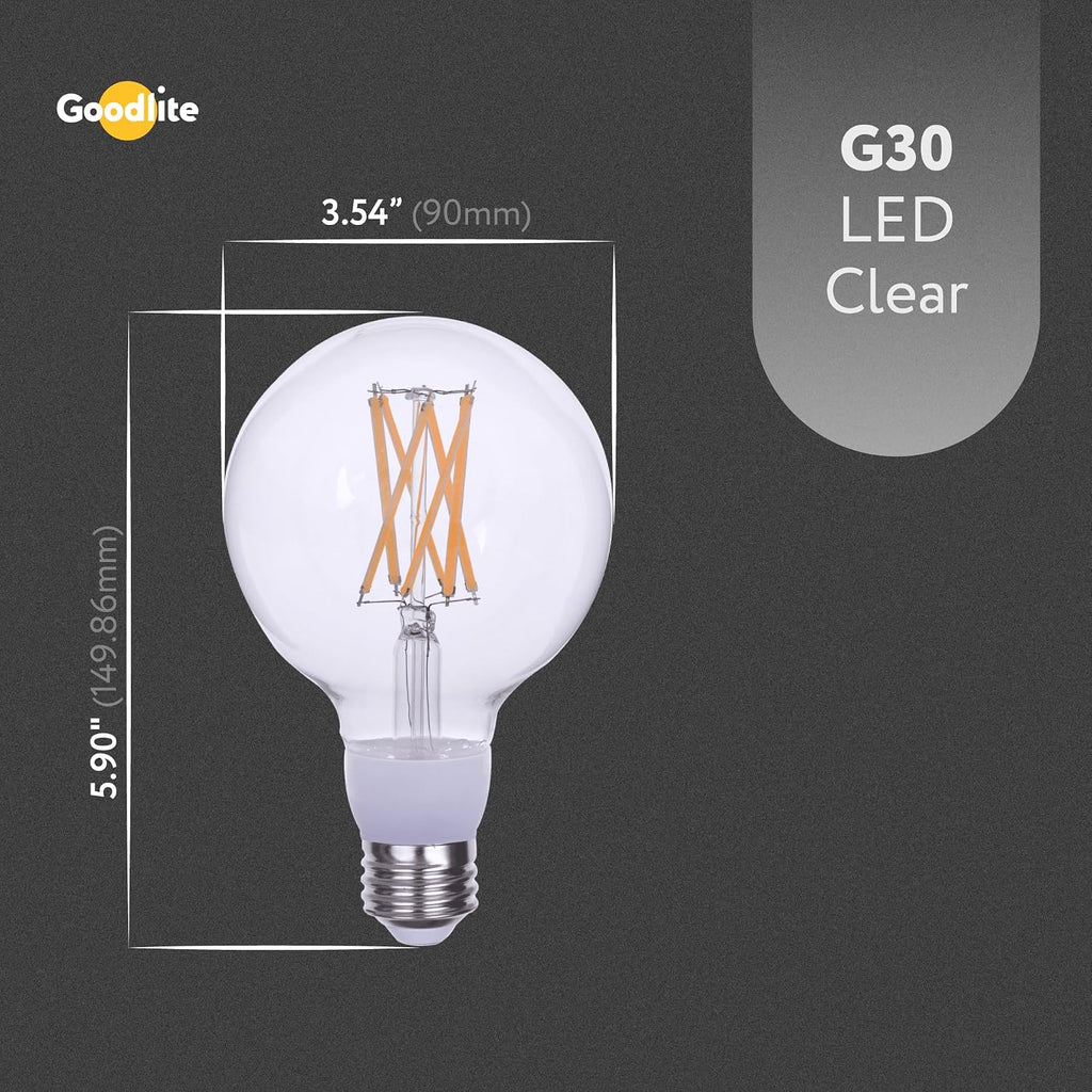 Filament 100 Watt Equivalent, G30 Edison Style, 1600 Lumens, Medium E26 Base LED Light Bulb Dimmable, Clear