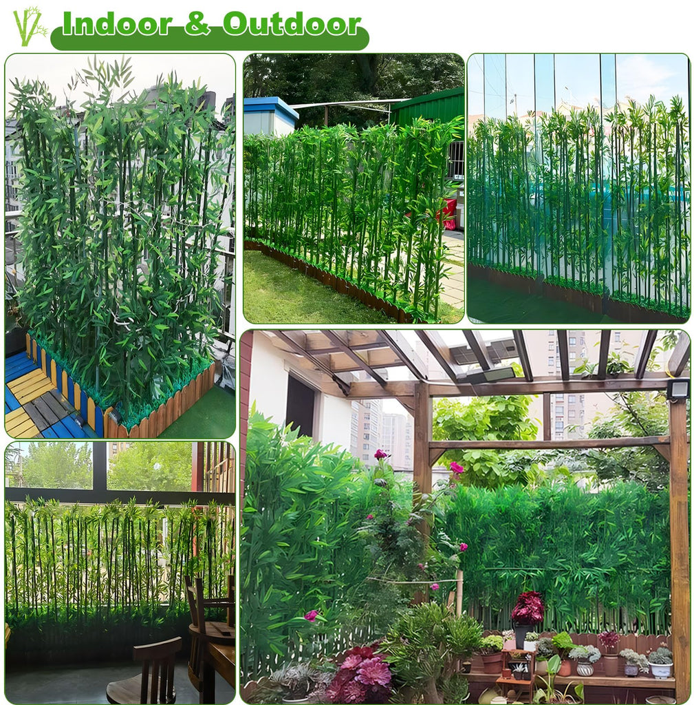 4/5/6/7ft Artificial Bamboo Tree 10 Pack, Fake Bamboo Plant with Encrypted Silk Leaves for Garden Yard Indoor Outdoor