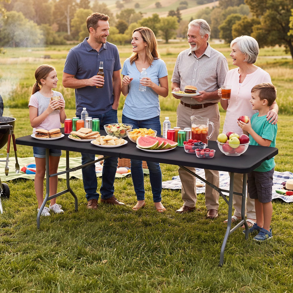 6ft Folding Tables Heavy Duty Folding Table with Carrying Handle