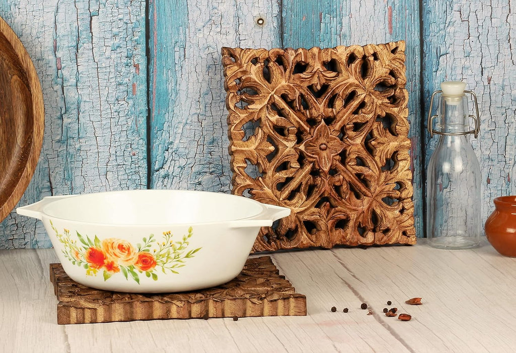 Wooden Mandala Design Trivet for Hot Dishes Plates & Pots Holder Hot Pad & Dining Table Décor Cookware Heat - Set of 2