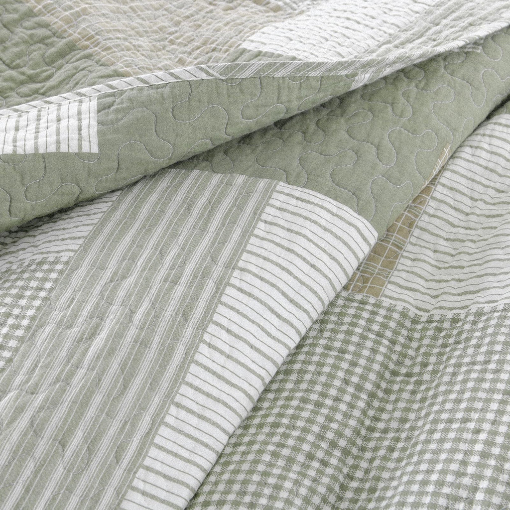 100% Cotton Quilts, Patchwork Plaid Quilt Bedding Set for All Season, Farmhouse Bedspreads Coverlet