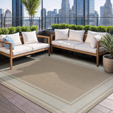 Outdoor Rug 8x10 Modern Bordered Area Rugs for Indoor and Outdoor Patio Deck Porch Garden Waterproof