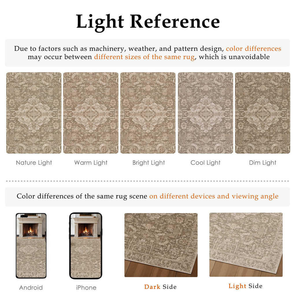 Taupe Vintage Distressed Washable Runner Rug