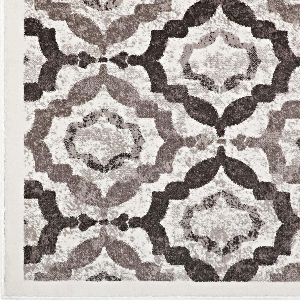 Kalinda Rustic Vintage Moroccan Trellis Area Rug in Brown, Beige and Ivory