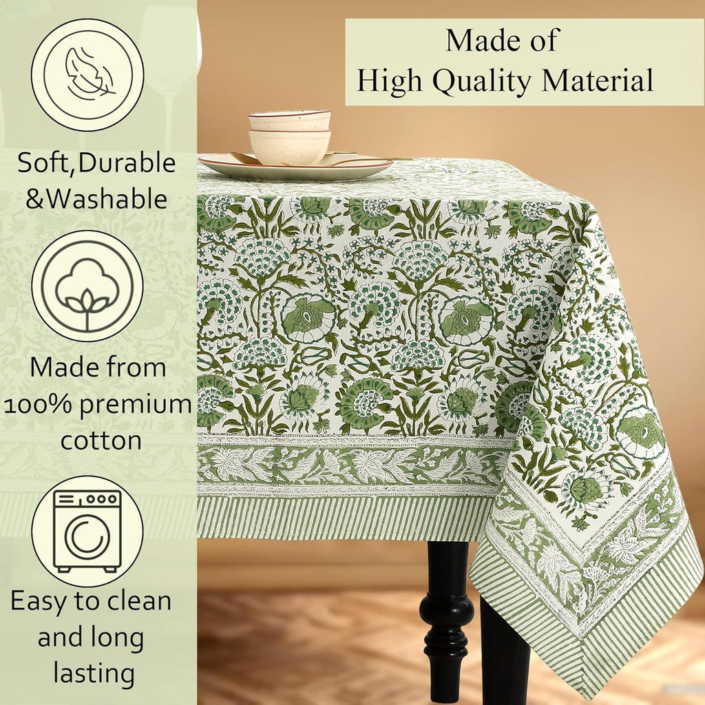Tablecloth 100% Cotton 60x60 Inch Indian Block Print Square Table Cover, Table Cloth for Wedding