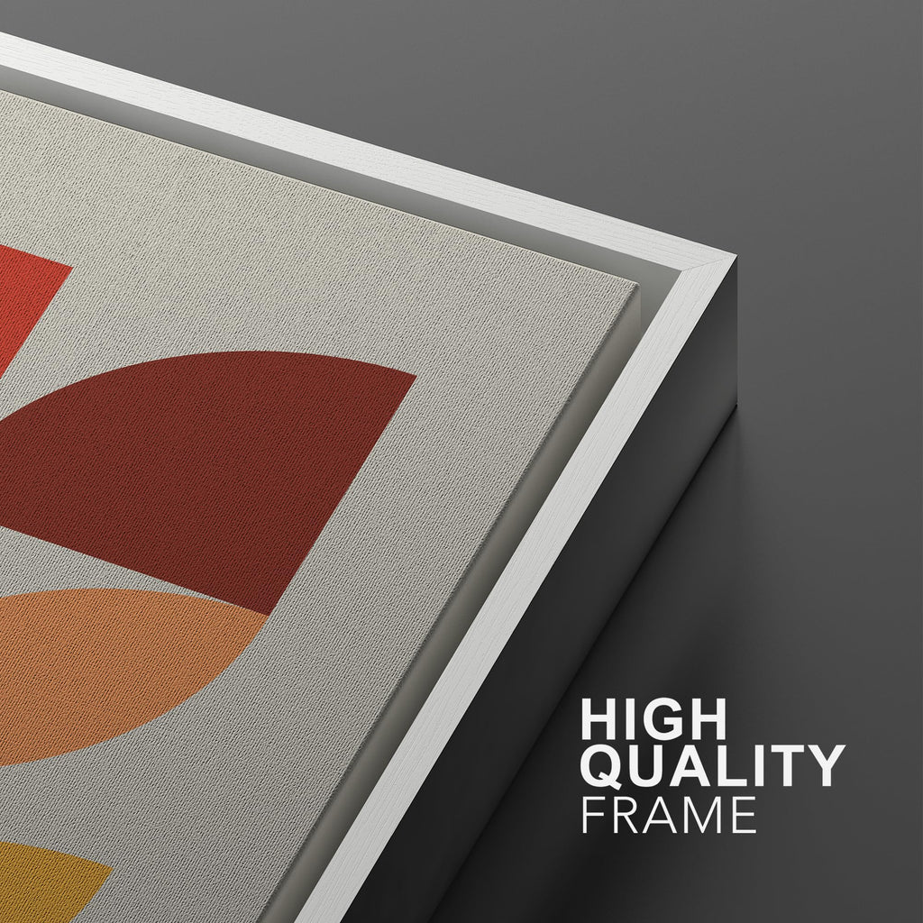Framed Canvas Print Wall Art Set Mid-Century Modern Red & Blue Geometric Color Blocks Abstract Shapes Illustrations