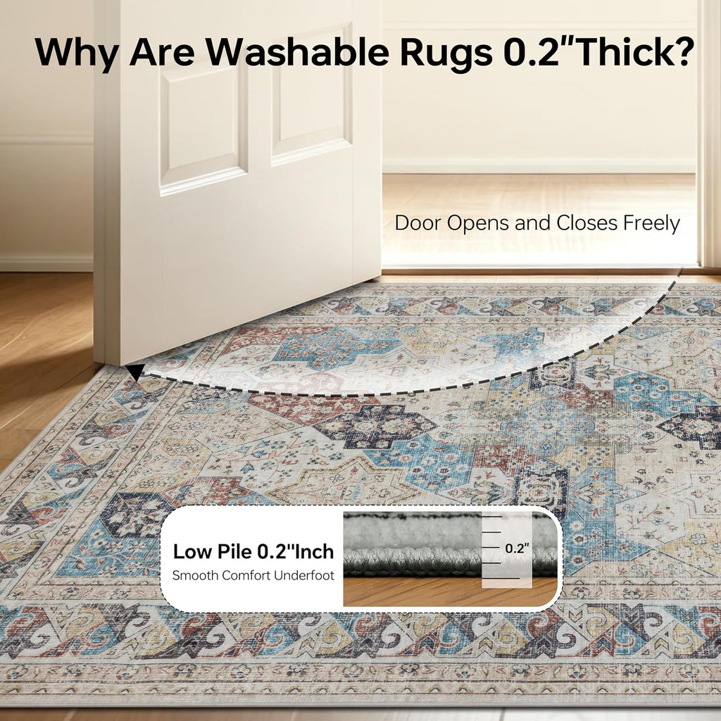 4x6 Vintage Oriental Moroccan Washable Area Rug Non-Slip Carpet