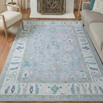 Lavender Modern Oushak Rug 8x10, Vintage Turkish Colorful Oriental Washable Antique Inspired Large Area Rugs, Luxury