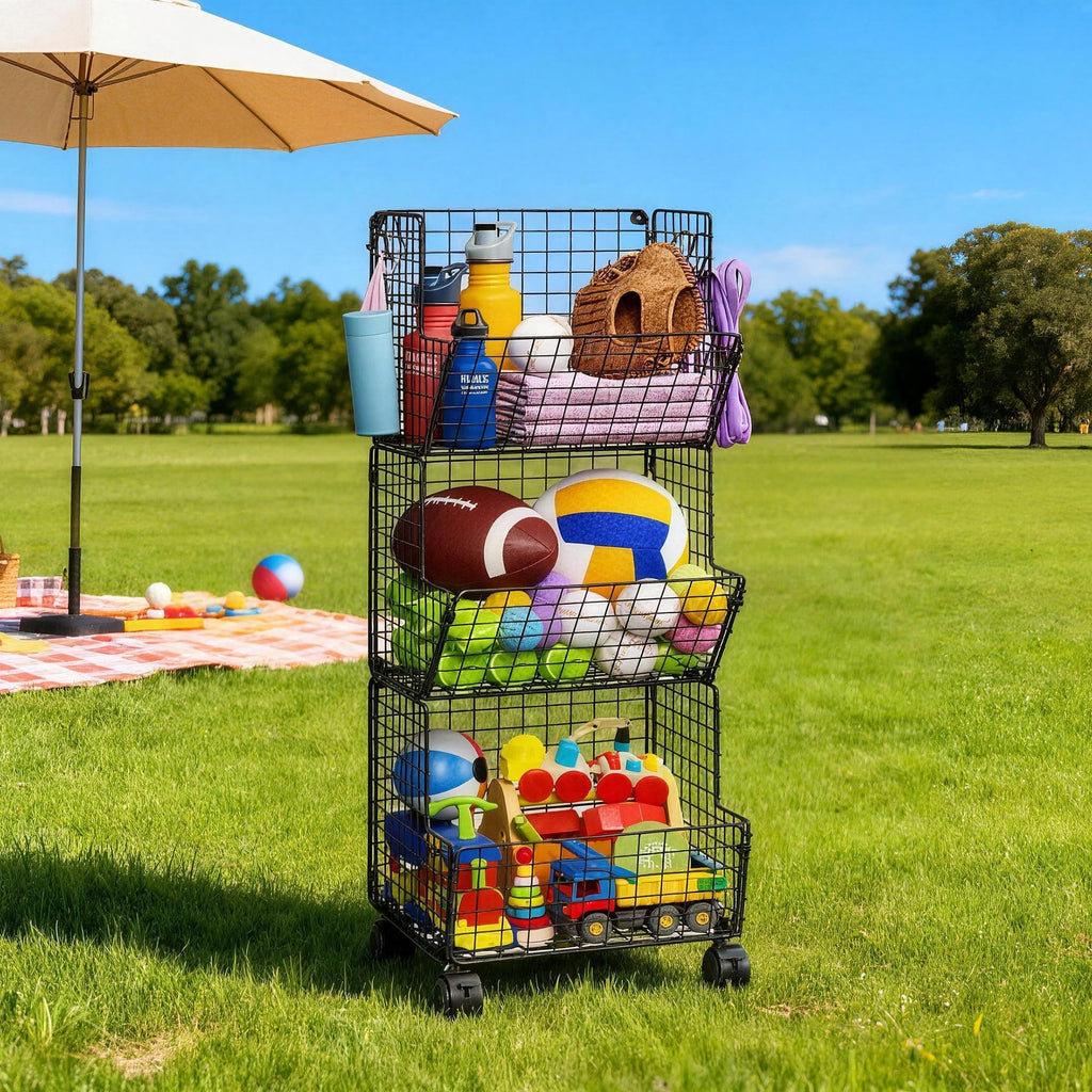 3 Tier Rolling Toy Organizer Cart with Wheels for Toy Storage