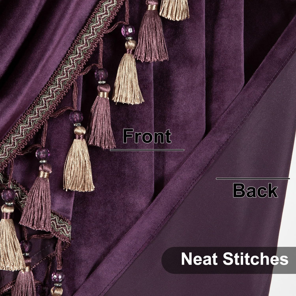 Luxury Vintage Style Velvet Valances, 79 Inches Wide Soft Touch Waterfall Valance, Decorative Swag Curtain Panels for