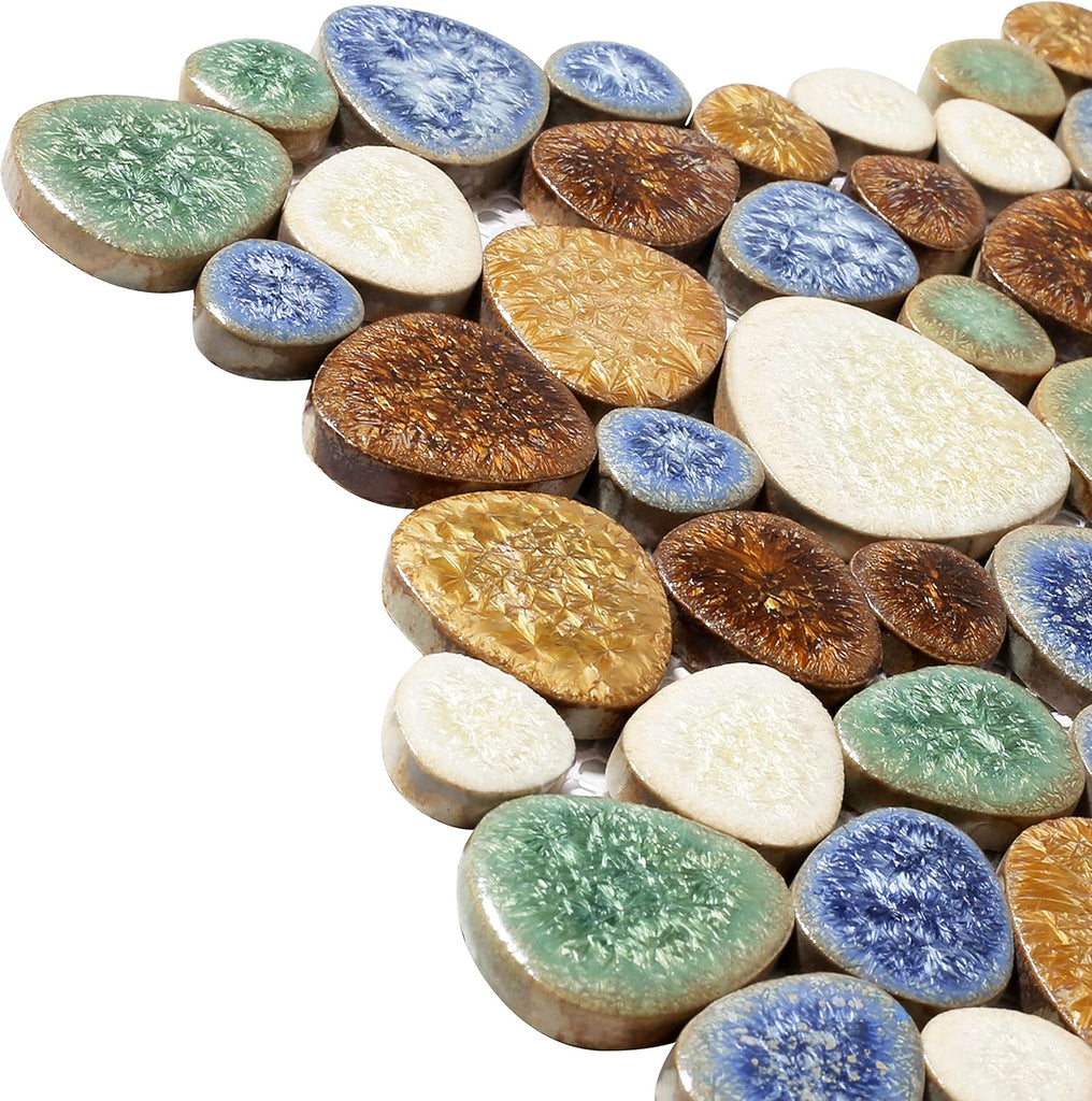 Matte Pebble for Shower Floor Mosaic Tile Wall Backsplash Floor Non Slip [5 Sheets]