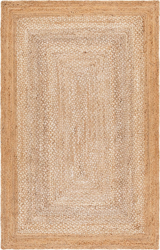 Natural Fiber Collection Area Rug - 6' x 9', Natural & Ivory, Handmade Farmhouse Boho Coastal Rustic Jute, Ideal for