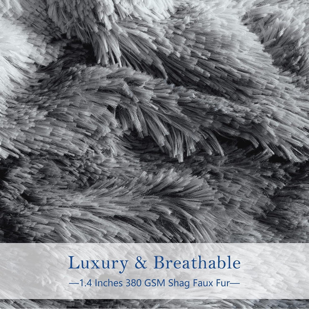 Soft Faux Fur and Sherpa Shaggy Throw Blanket,Reversible Warm Thick Fleece Fuzzy Shag Throws, Luxury Furry Plush