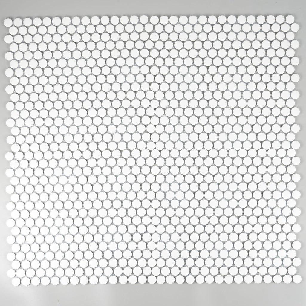 Penny Round Porcelain Tile Pearl White 12x12 Matte 9.87 sq ft/case 10-Pack