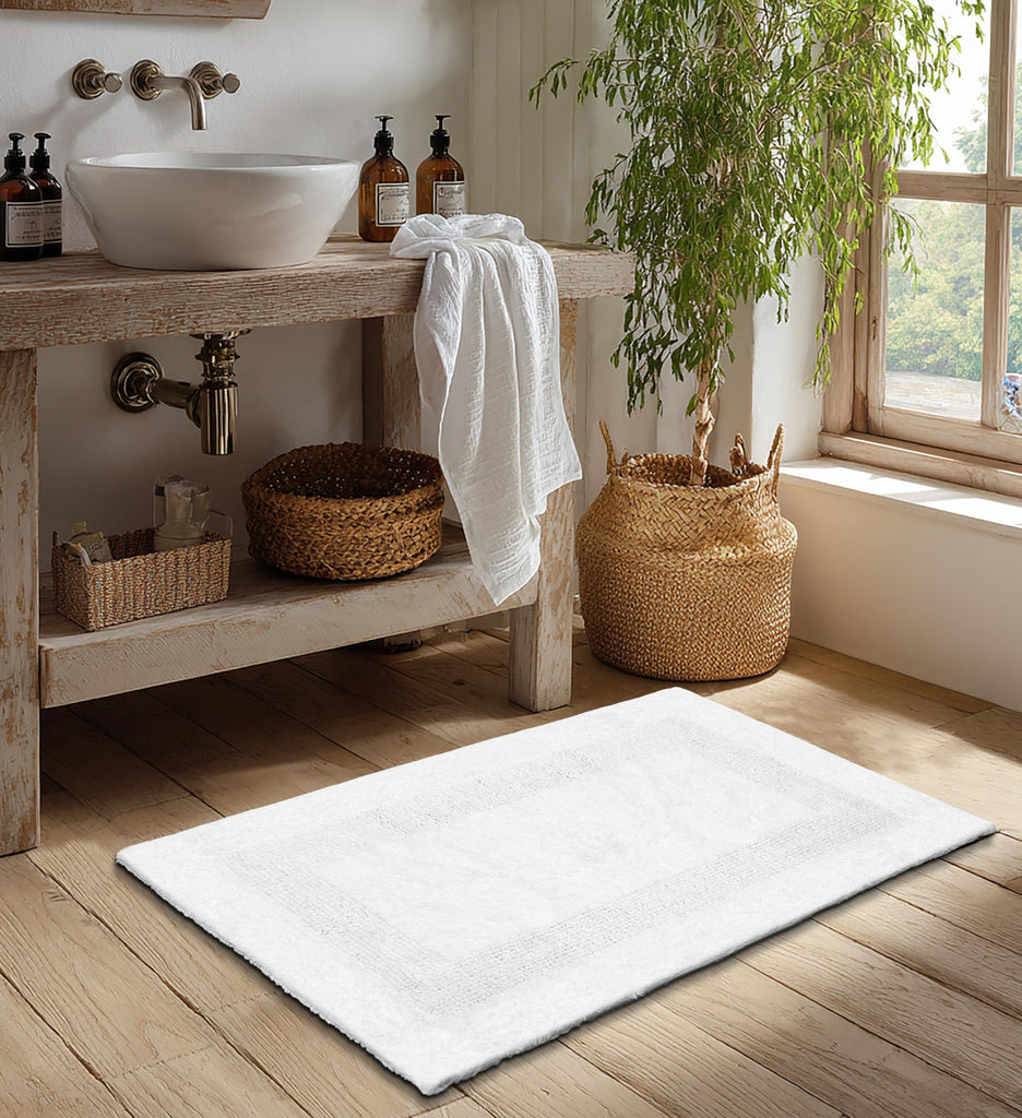 2 Pack Reversible Bath Mat - Soft Plush Bath Rug -20x30- White