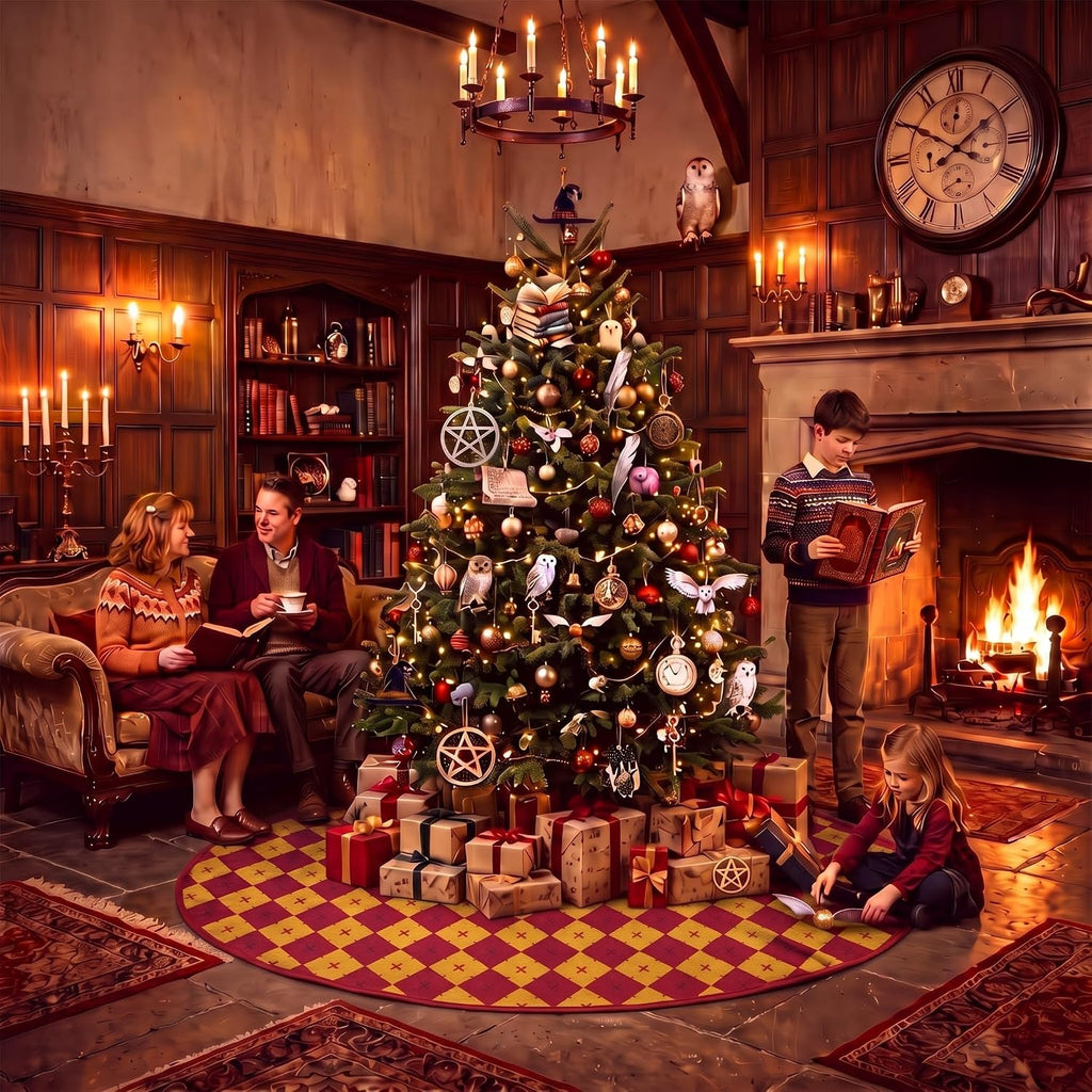 Academic Christmas Tree Skirt 48 Inches Large Burlap Double Layer Plain Academic Style Tree Skirts Rustic Jute