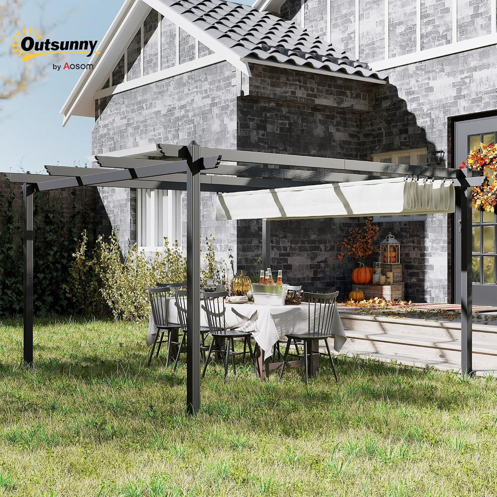 13' x 13' Retractable Pergola Canopy with Stronger Aluminum Frame, Outdoor Pergola Sun Shade Shelter for Garden, Patio