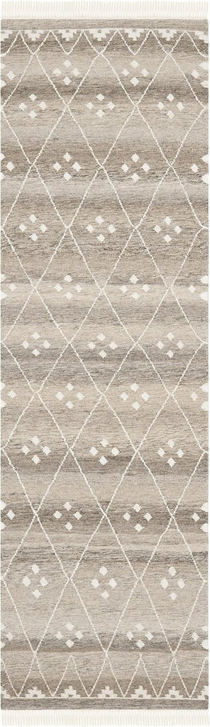 Natural Kilim Collection Runner Rug, Natural & Ivory, Handmade Moroccan Boho Tribal Wool & Viscose, Ideal