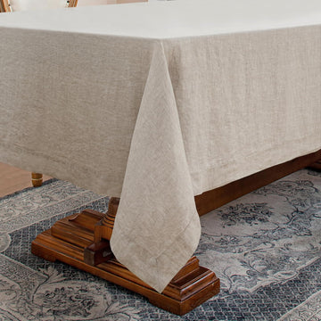 Linen World Linen Tablecloth,100% French Linen Natural Tablecloth 55" x 55" Inch,Washable Square Tab