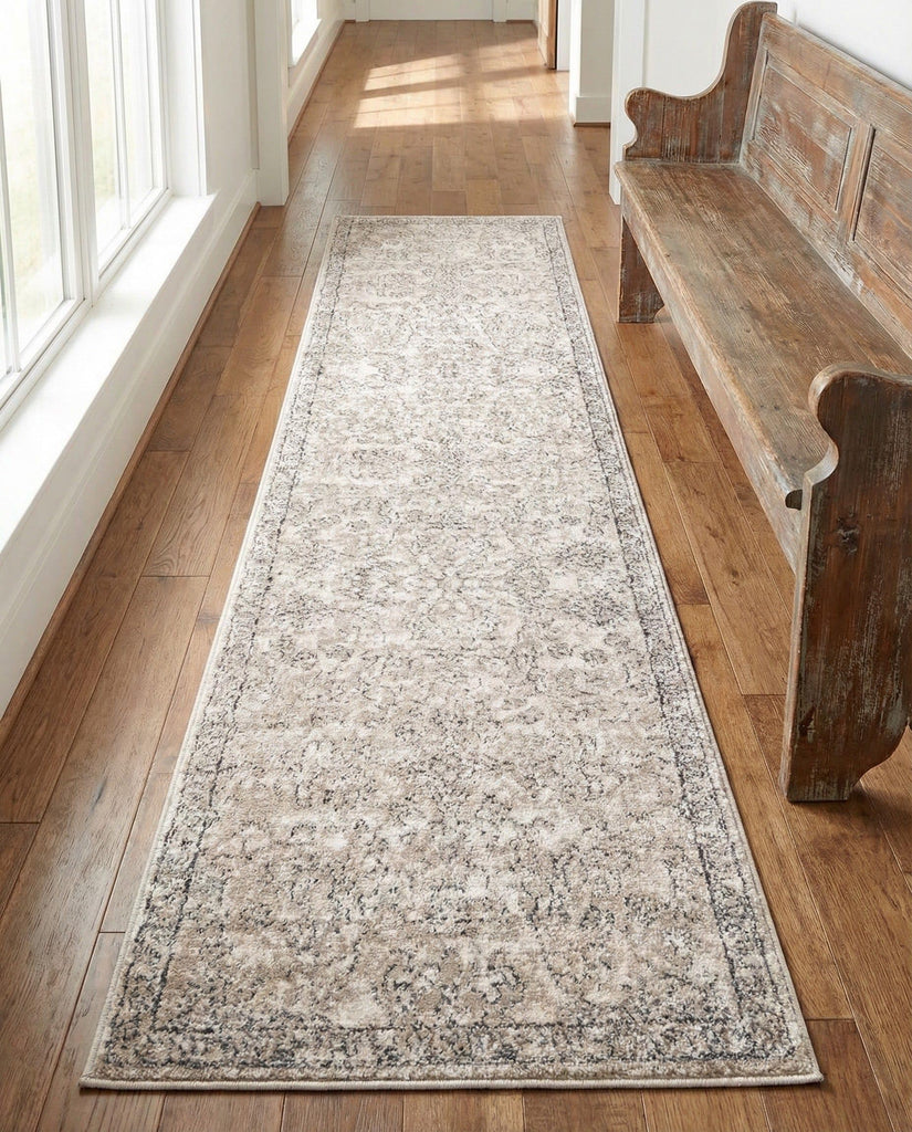Oregon Collection Rug - 8 Ft Runner Ivory Low-Pile Rug Perfect s, Entryways
