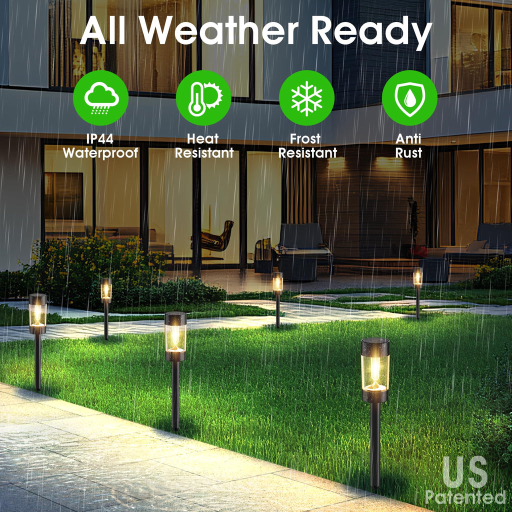 Solar Pathway Lights Outdoor Waterproof, 12 Pack, Warm White