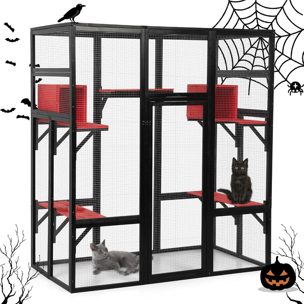 71in Catio, Indoor & Outdoor Cat Enclosure Waterproof Roof & Perche