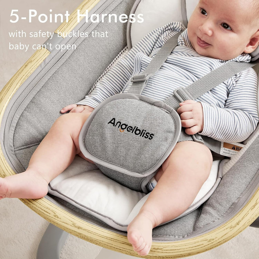 Electric Baby Swing with Cry Detection and Remote, Grey