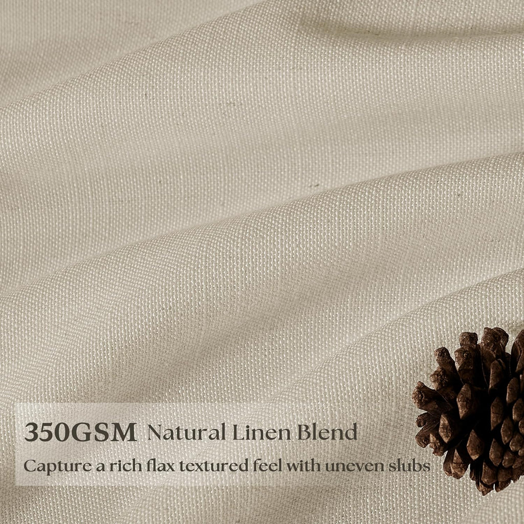 105 Inch Linen Curtains Pinch Pleated 2 Panels for Living Room Dining Light Filtering Semi Sheer Memory Trained Pinch