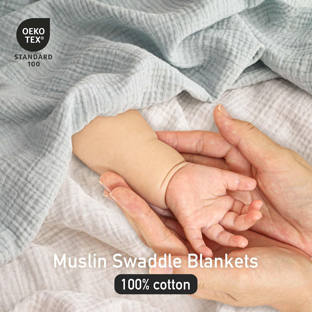 Muslin Swaddle Blankets, 3 Pack Breathable Soft Receiving Blanket, Large 38 x 40 inches Swaddle Wrap