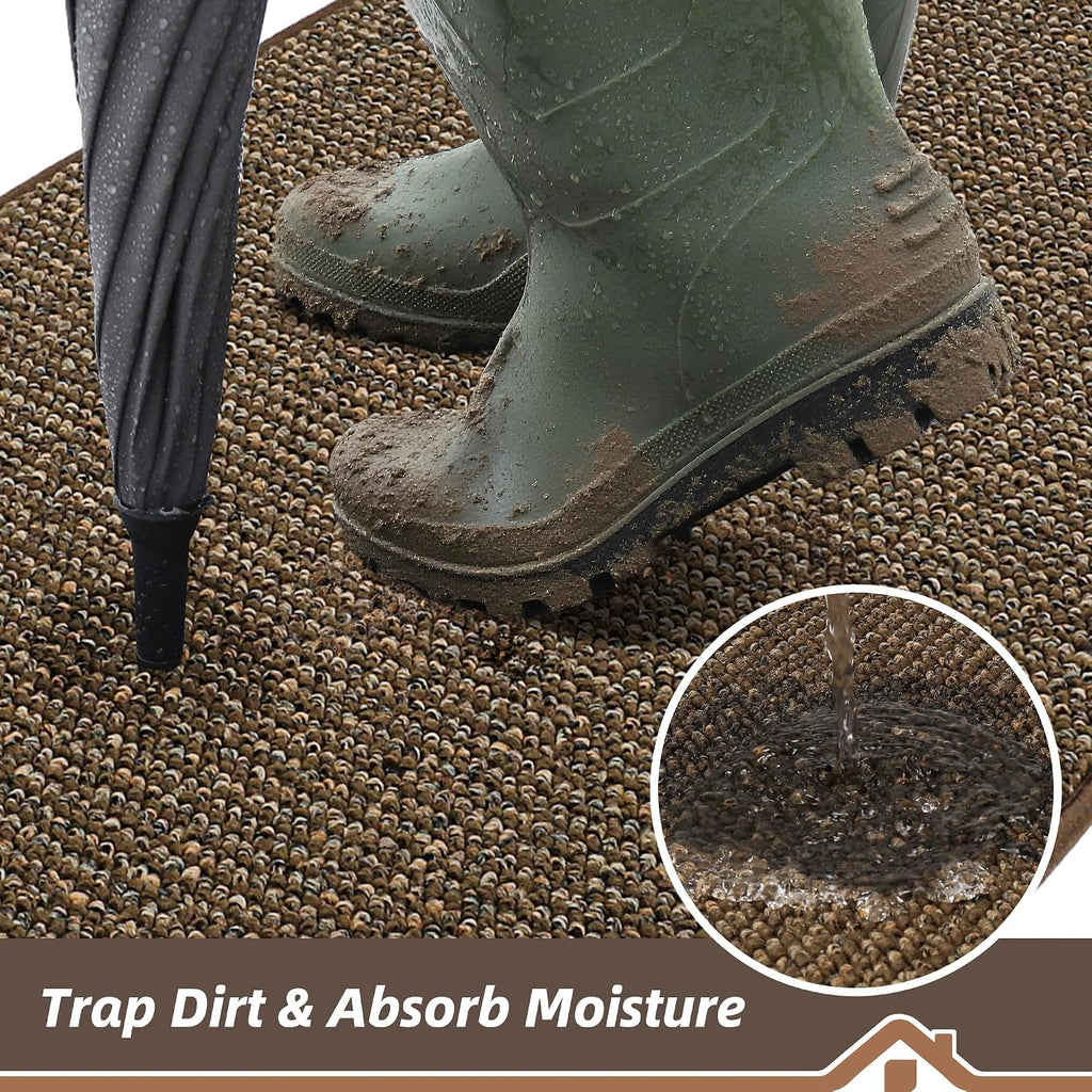 Dirt Trapper Door Mat 24" x 36", Non-Slip Washable Doormats, Brown | Entrance Mat Dirt Resistant and Absorbent