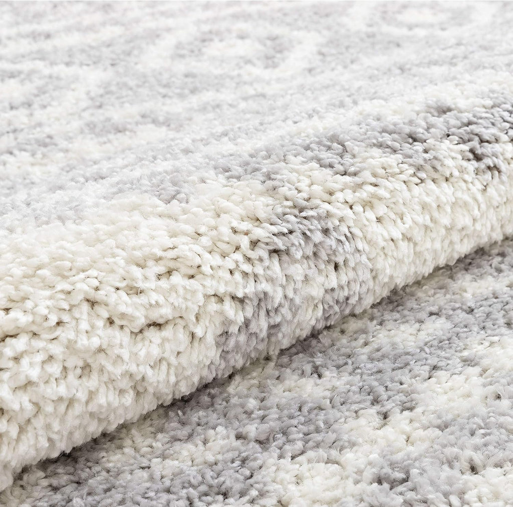 Madison Shag Cossima Grey Tribal Moroccan 5'3" x 7'3" Area Rug, Cream, 5 ft 3 in x 7 ft 3