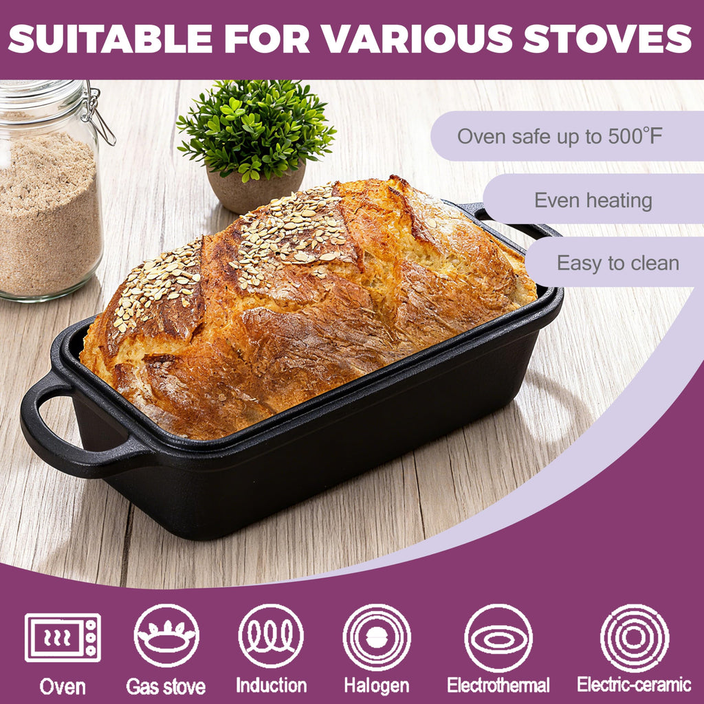 11x5 Inch Cast Iron Loaf Pan with Lid, Sourdough Pan