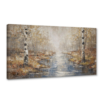 Birch Tree Canvas Wall Art, Warm Forest Landscape, 58 x 29 Inches