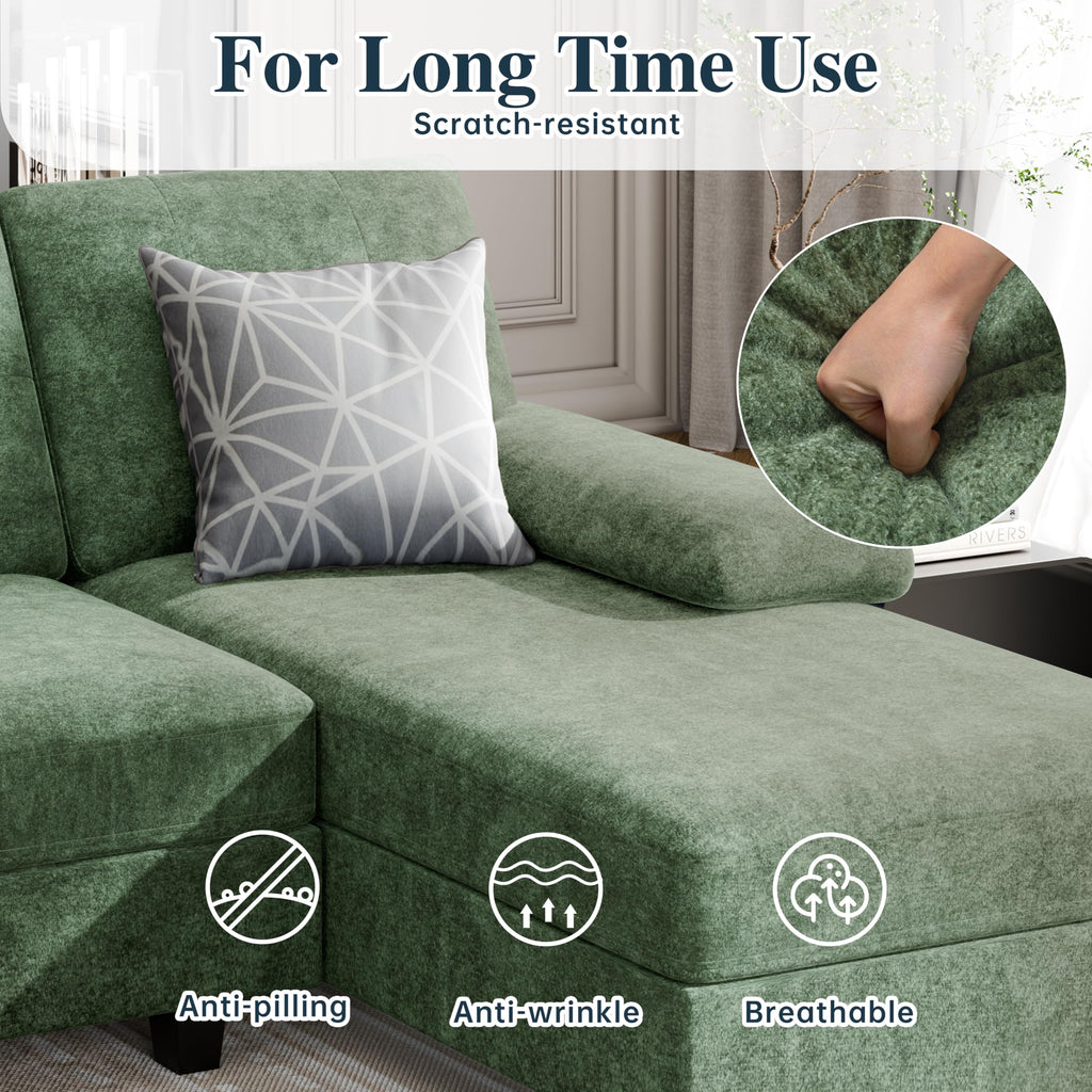 Sectional Couches, 106 in U Shaped Couch Soft Sectional Sofa with Double Chaise, Comfortable Fabric 4 Seat Sofa