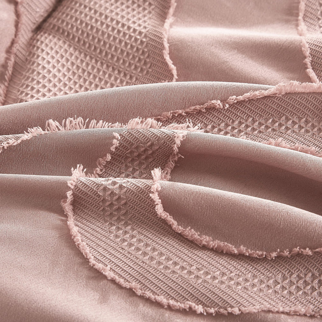 7-Piece Inara Pink Comforter Set Clip Jacquard Bedding