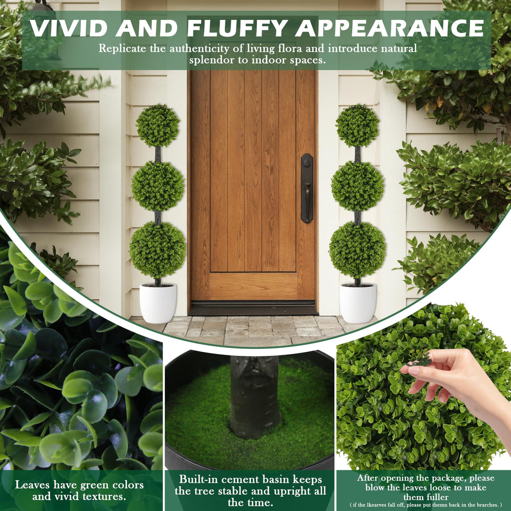 4FT Topiary Balls Artificial Outdoor Set of 2 Front Door Plants