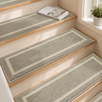 Soft 15pcs Non-Slip Carpet Mat 28inX9in, Beige