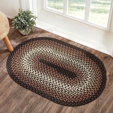 Tranquility TQ82 Black 2' x 3' Oval - Braided Area Rug, Home Decor, Floor Mat or Bedroom Rug - Easy Care, Ideal for