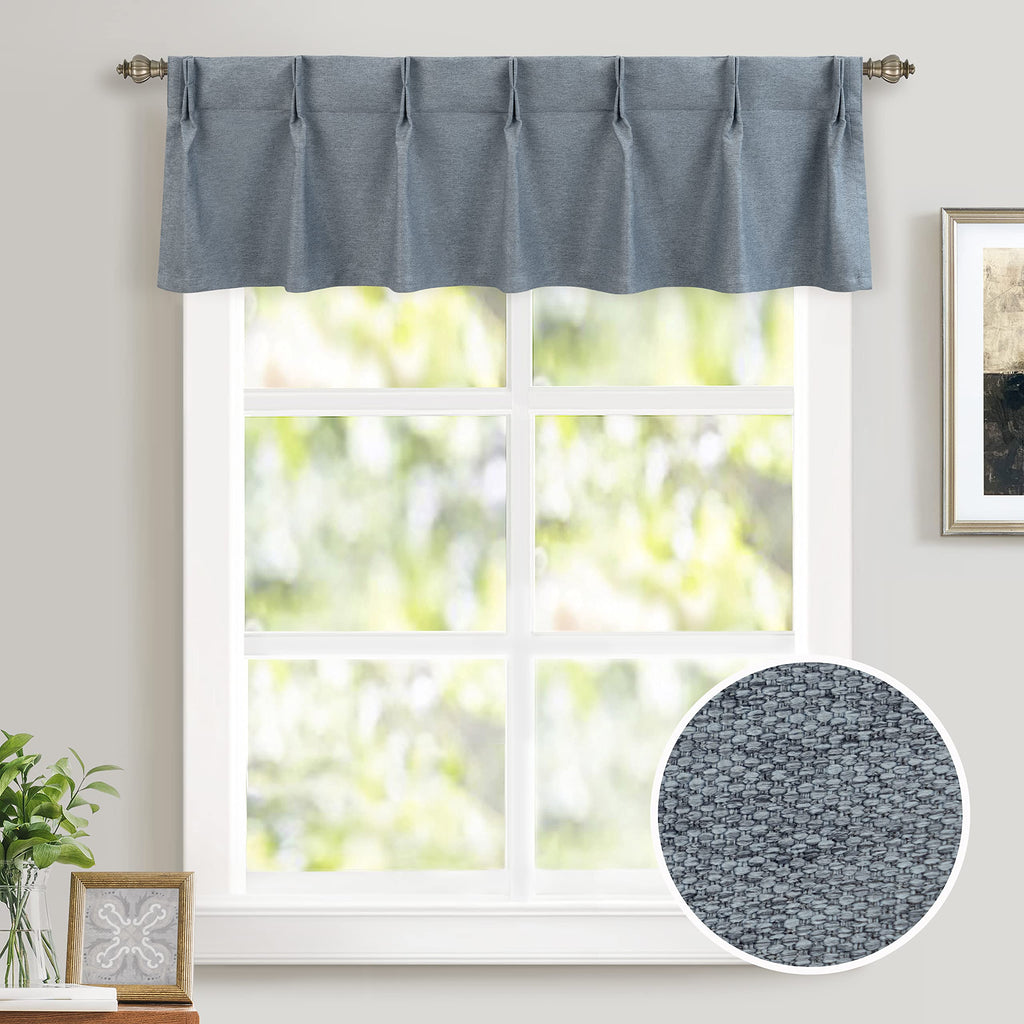 Pinch Pleat Valance Window Blackout Faux Linen Textured Solid Valance 16 Inch Farmhouse Linen Curtain Valance Window
