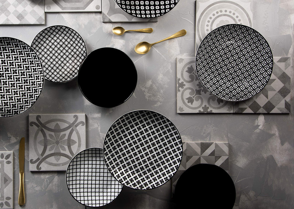 Monochrome 18-Piece Porcelain and Ceramic Stoneware Dinner Set