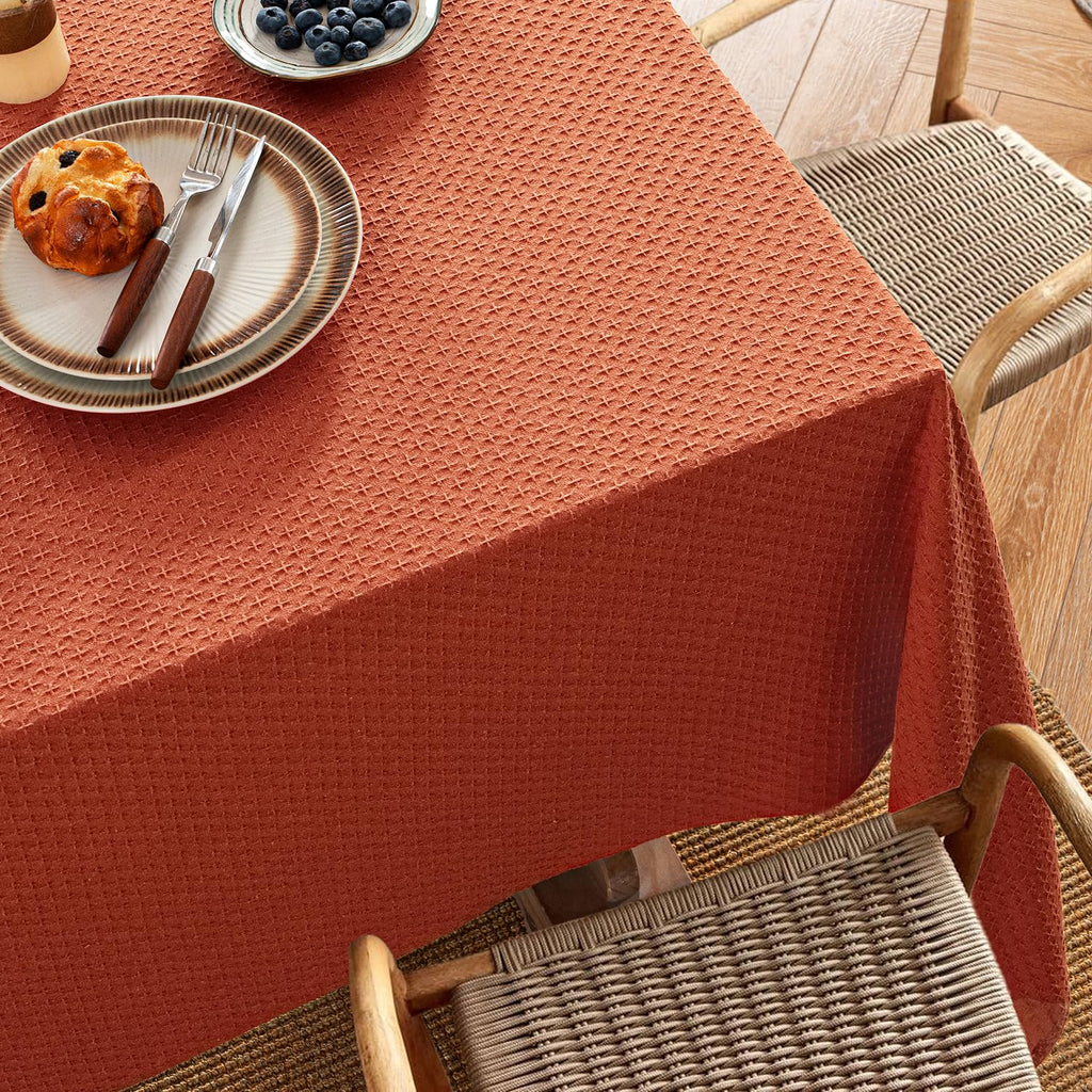 Burnt Orange Linen Rectangle Tablecloth 60x84 Inch